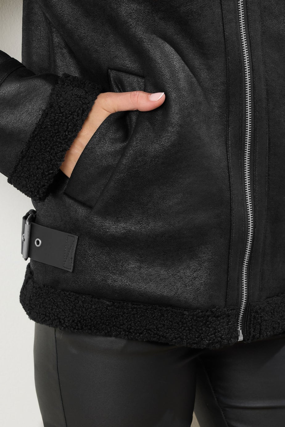 Long Tall Sally Black Aviator Taped Seam Jacket