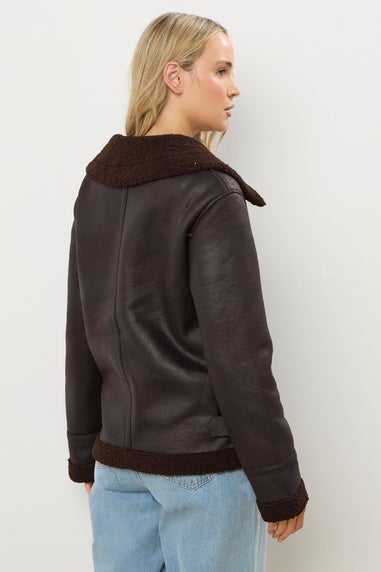 Long Tall Sally Chocolate Brown Aviator Jacket