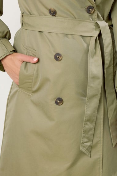 Long Tall Sally Sage Green Balloon Sleeve Buckle Trench Coat