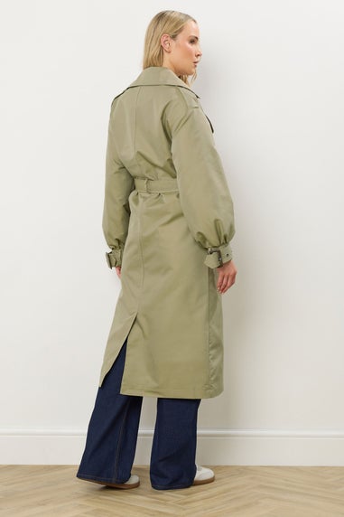 Long Tall Sally Sage Green Balloon Sleeve Buckle Trench Coat
