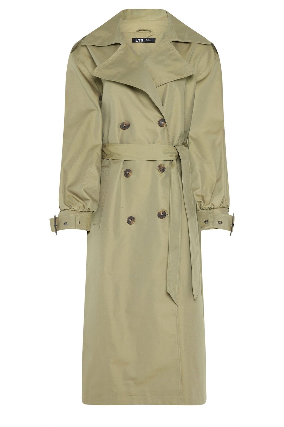 Long Tall Sally Sage Green Balloon Sleeve Buckle Trench Coat