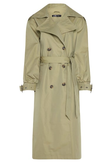 Long Tall Sally Sage Green Balloon Sleeve Buckle Trench Coat