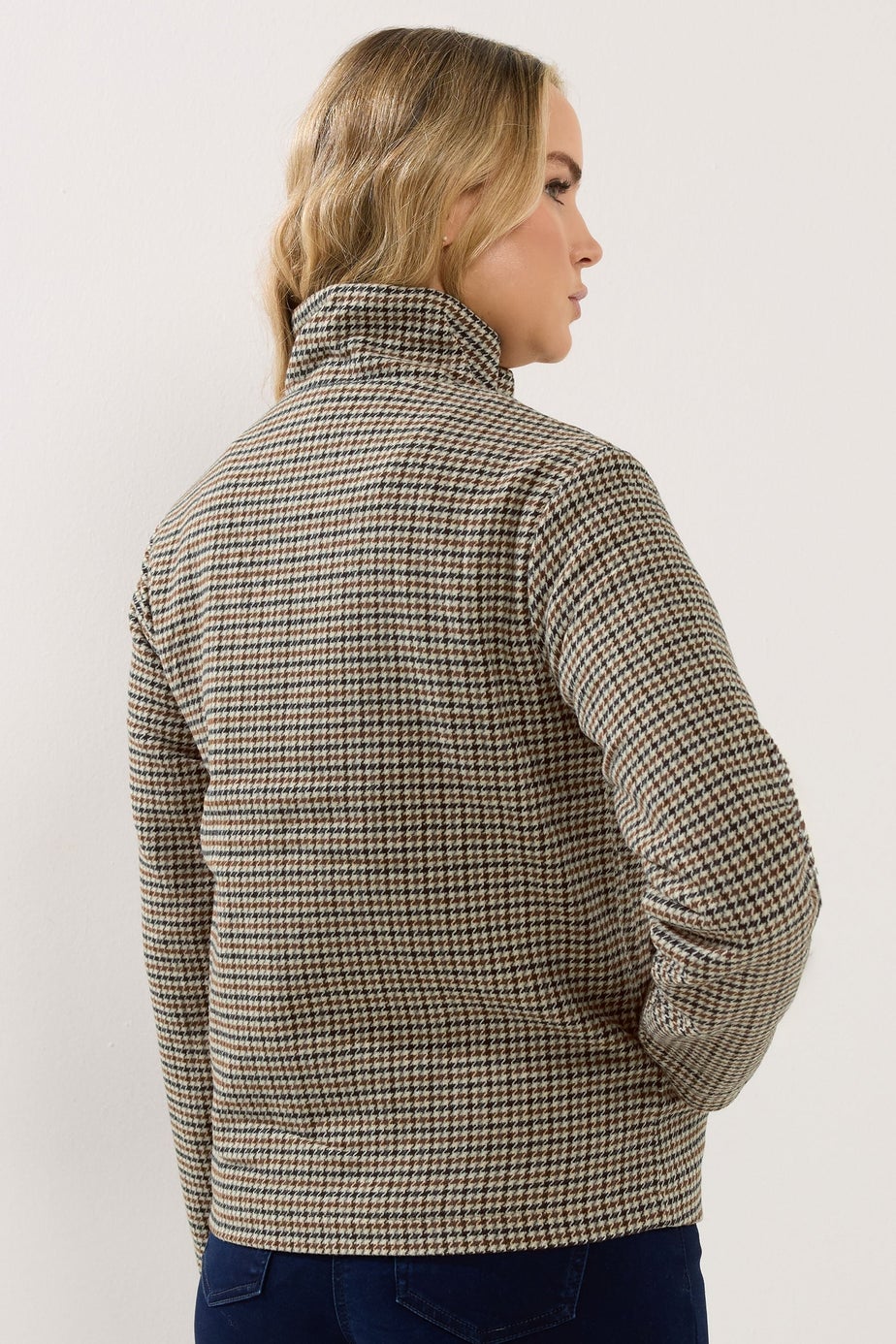 Long Tall Sally Brown Check Funnel Neck Coat