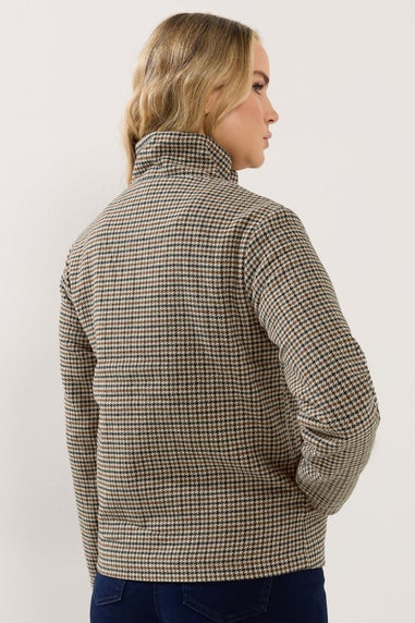 Long Tall Sally Brown Check Funnel Neck Coat