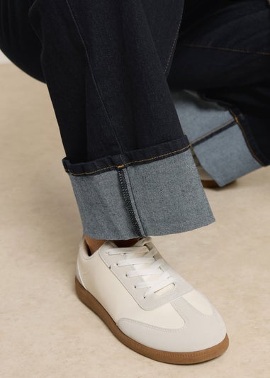 Long Tall Sally Dark Blue Turn Up Wide Leg Jeans