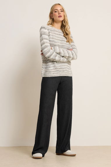 Long Tall Sally Black Textured Elasticated Waist Trousers
