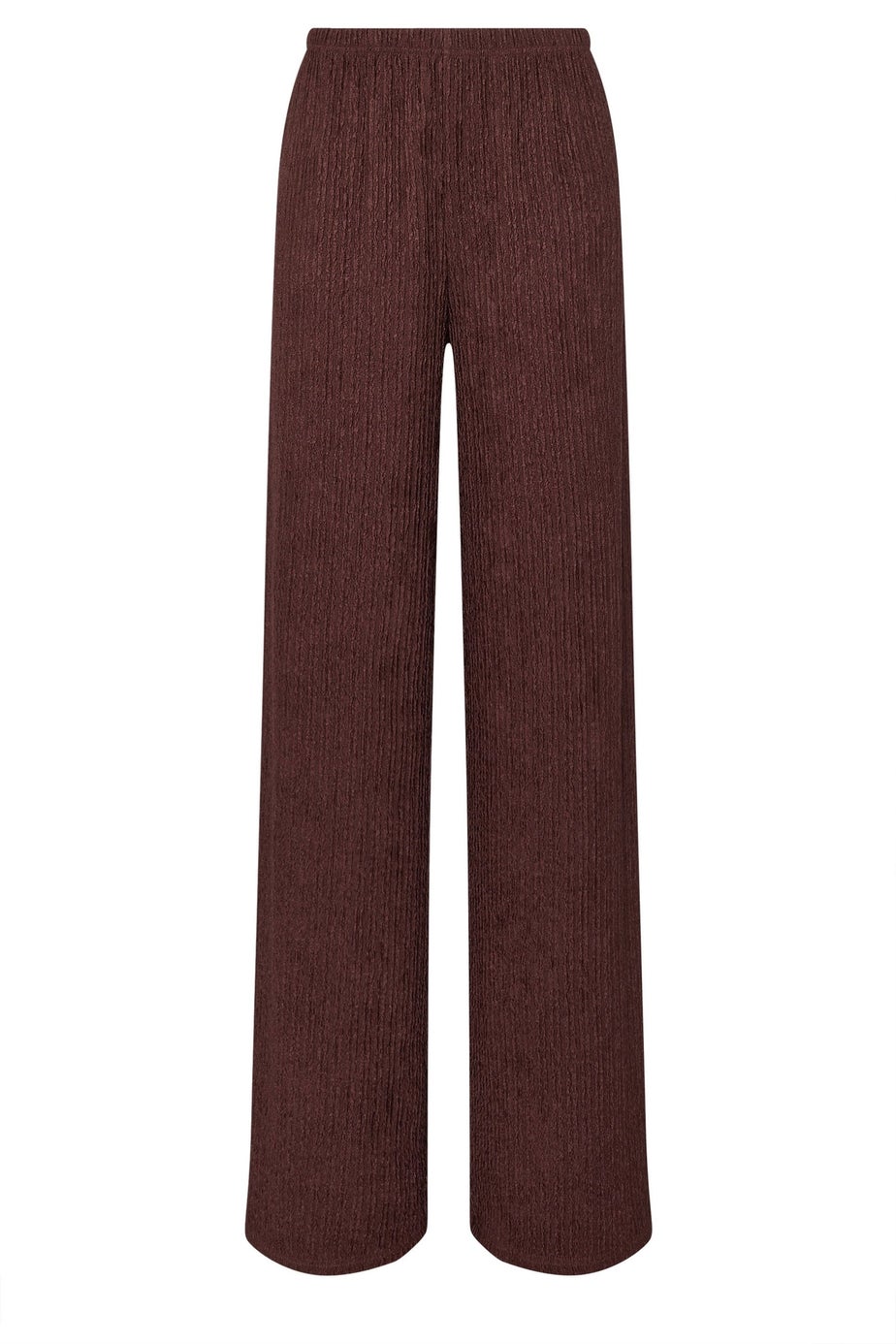 Long Tall Sally Brown Textured Elasticated Waist Trousers