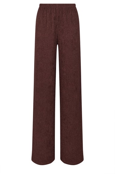 Long Tall Sally Brown Textured Elasticated Waist Trousers