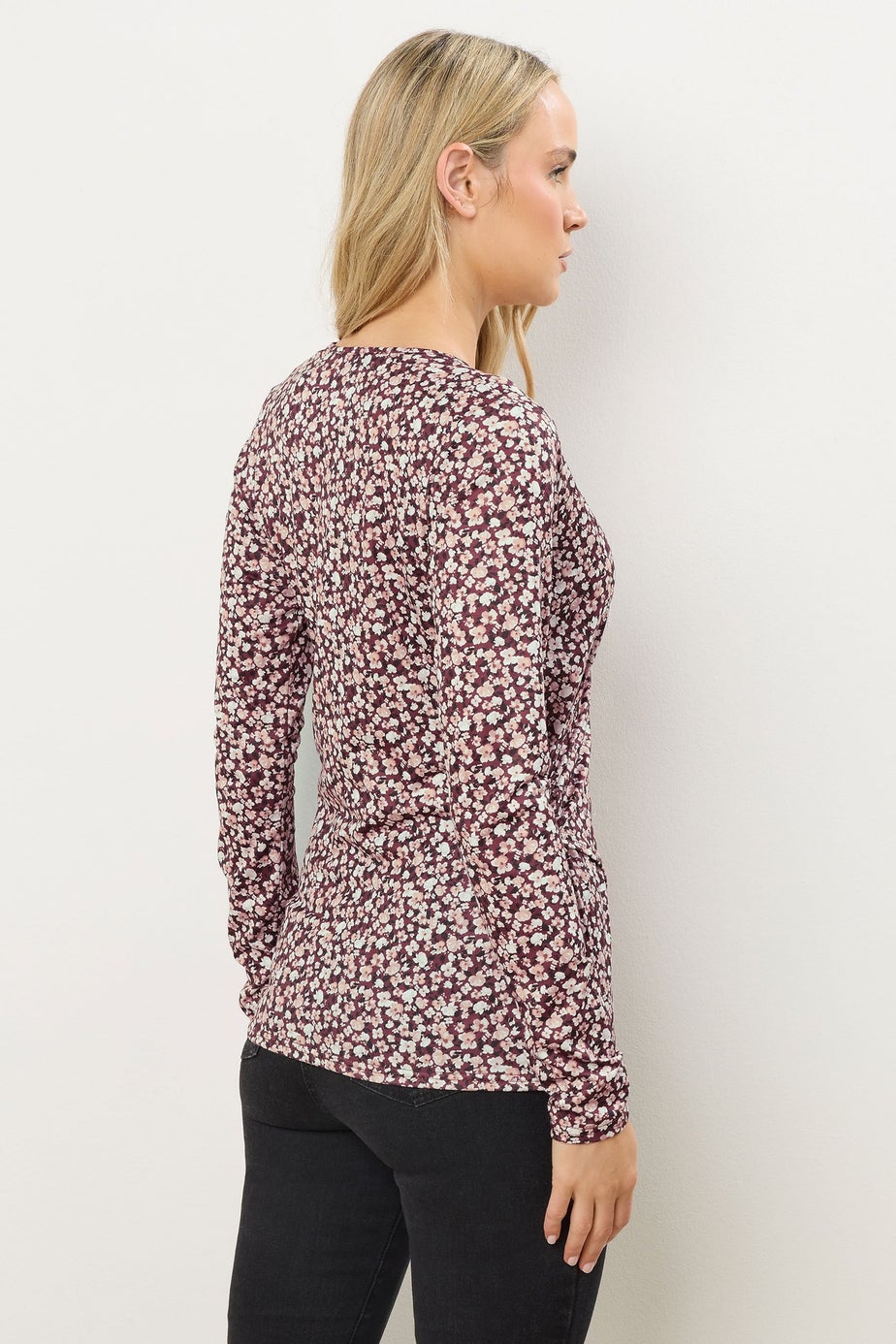 Long Tall Sally Berry Red Ditsy Floral Wrap Top