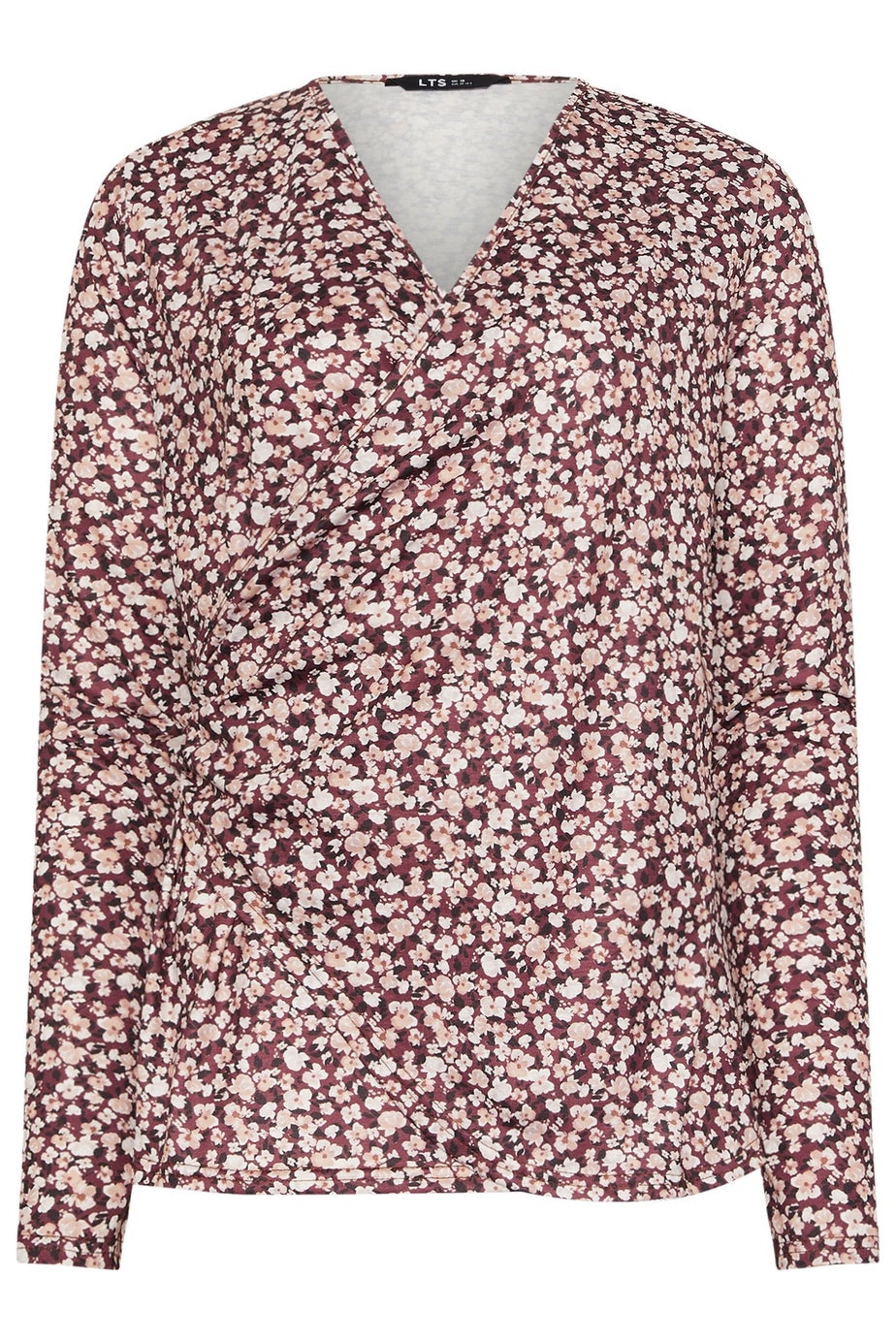 Long Tall Sally Berry Red Ditsy Floral Wrap Top