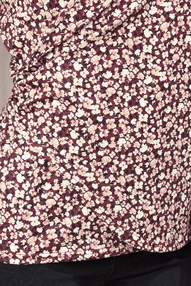 Long Tall Sally Berry Red Ditsy Floral Wrap Top