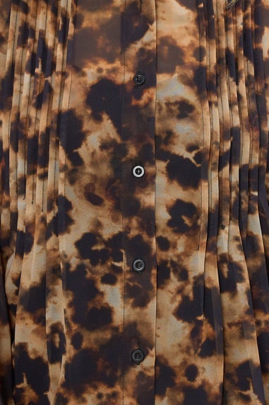 Long Tall Sally Brown Marble Sheer Pintuck Blouse