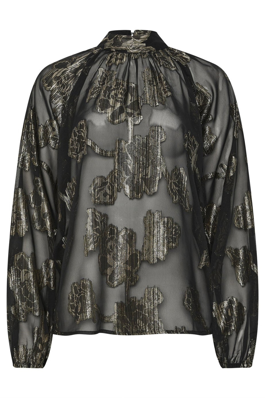 Long Tall Sally Black Floral Jacquard High Neck Blouse