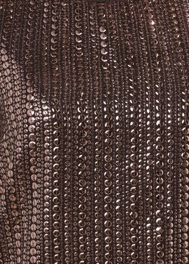Long Tall Sally Brown Crew Neck Sequin Top