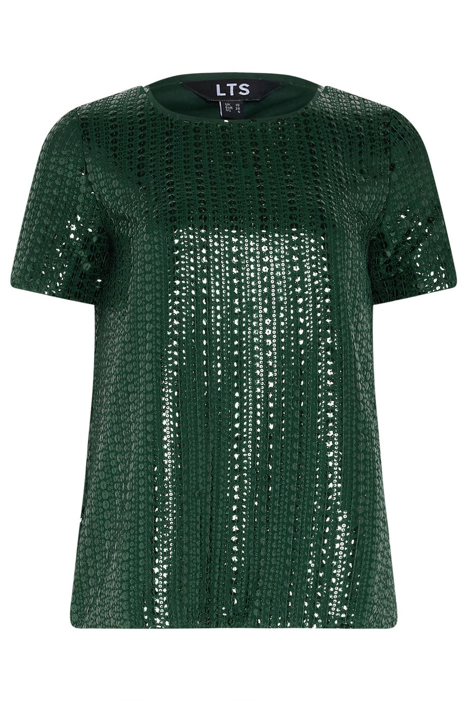 Long Tall Sally Green Crew Neck Sequin Top