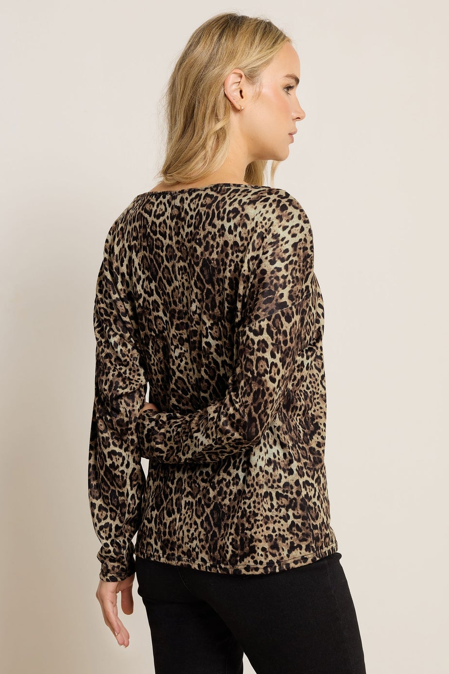 Long Tall Sally Brown Animal Print Batwing Top