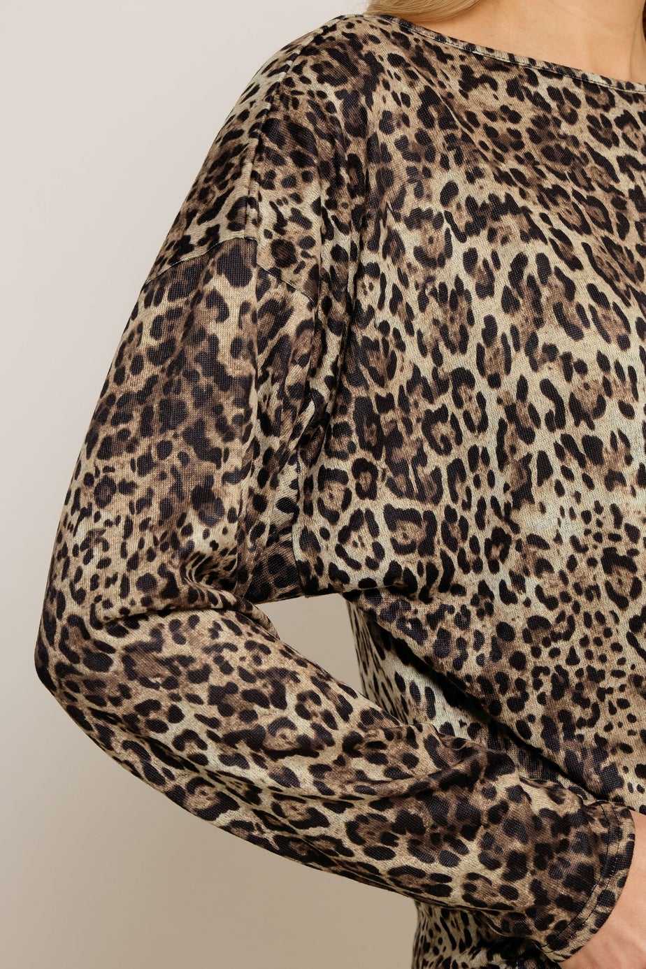 Long Tall Sally Brown Animal Print Batwing Top