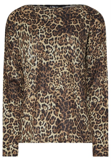 Long Tall Sally Brown Animal Print Batwing Top