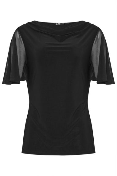 Long Tall Sally Black Mesh Angel Sleeve Top