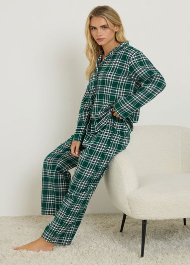 PixieGirl Petite Green Cotton Check Pyjama Set