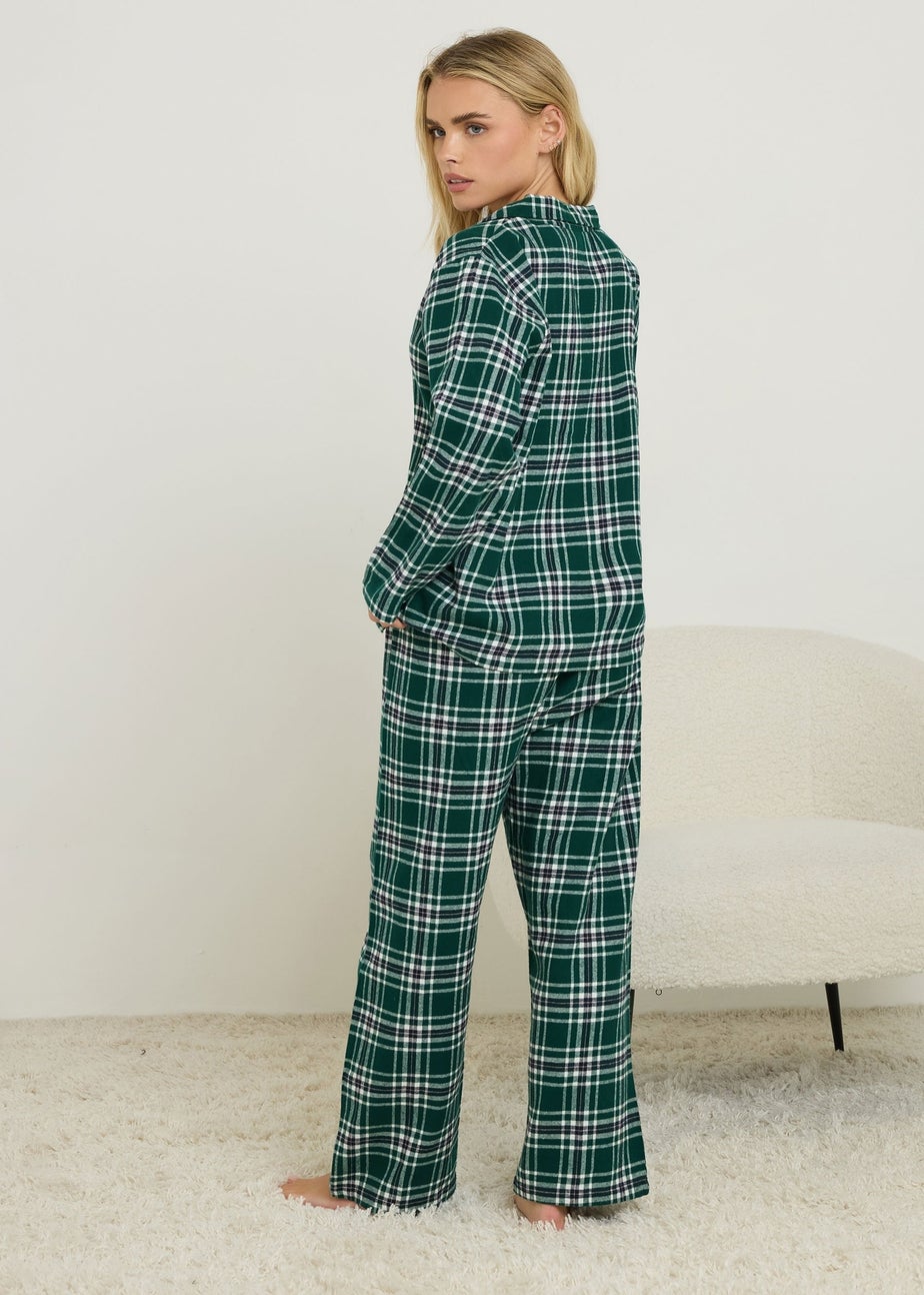 PixieGirl Petite Green Cotton Check Pyjama Set