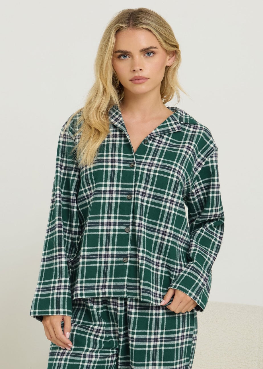 PixieGirl Petite Green Cotton Check Pyjama Set