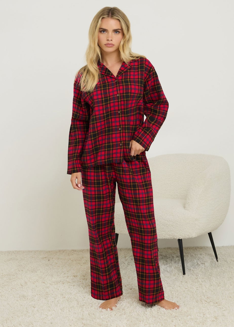 PixieGirl Petite Red & Black Cotton Check Pyjama Set