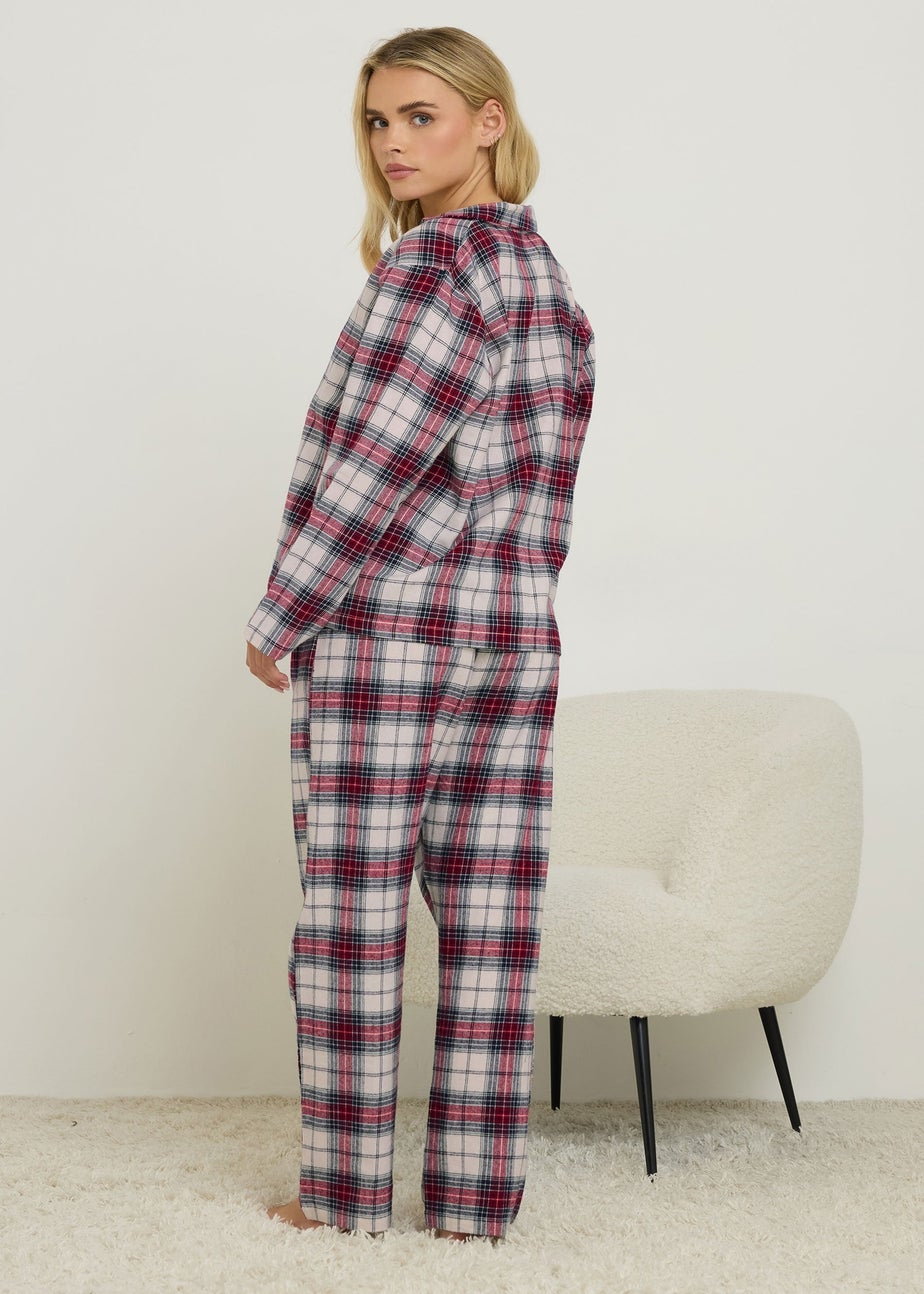 PixieGirl Petite Ivory White & Red Cotton Check Pyjama Set