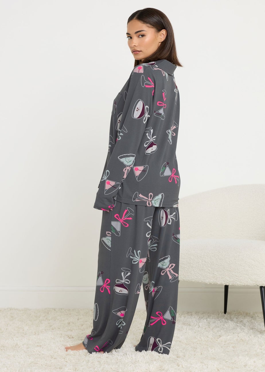 PixieGirl Petite Grey Soft Touch Cocktail Pyjama Set