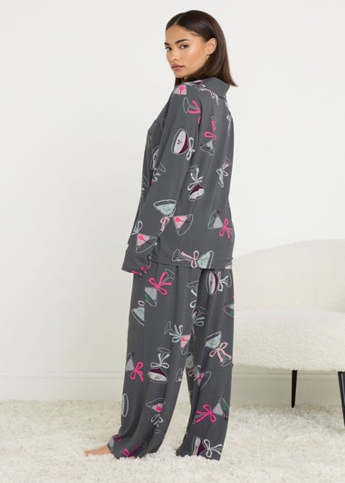 PixieGirl Petite Grey Soft Touch Cocktail Pyjama Set