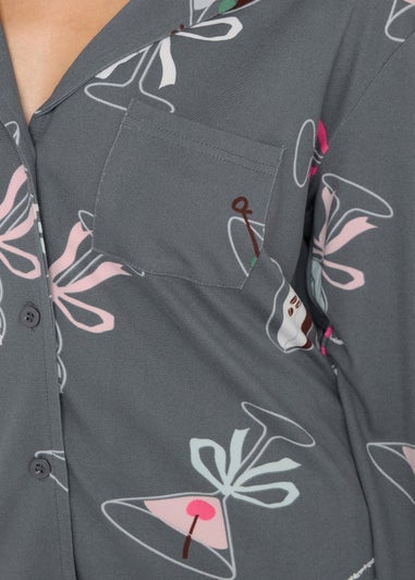 PixieGirl Petite Grey Soft Touch Cocktail Pyjama Set