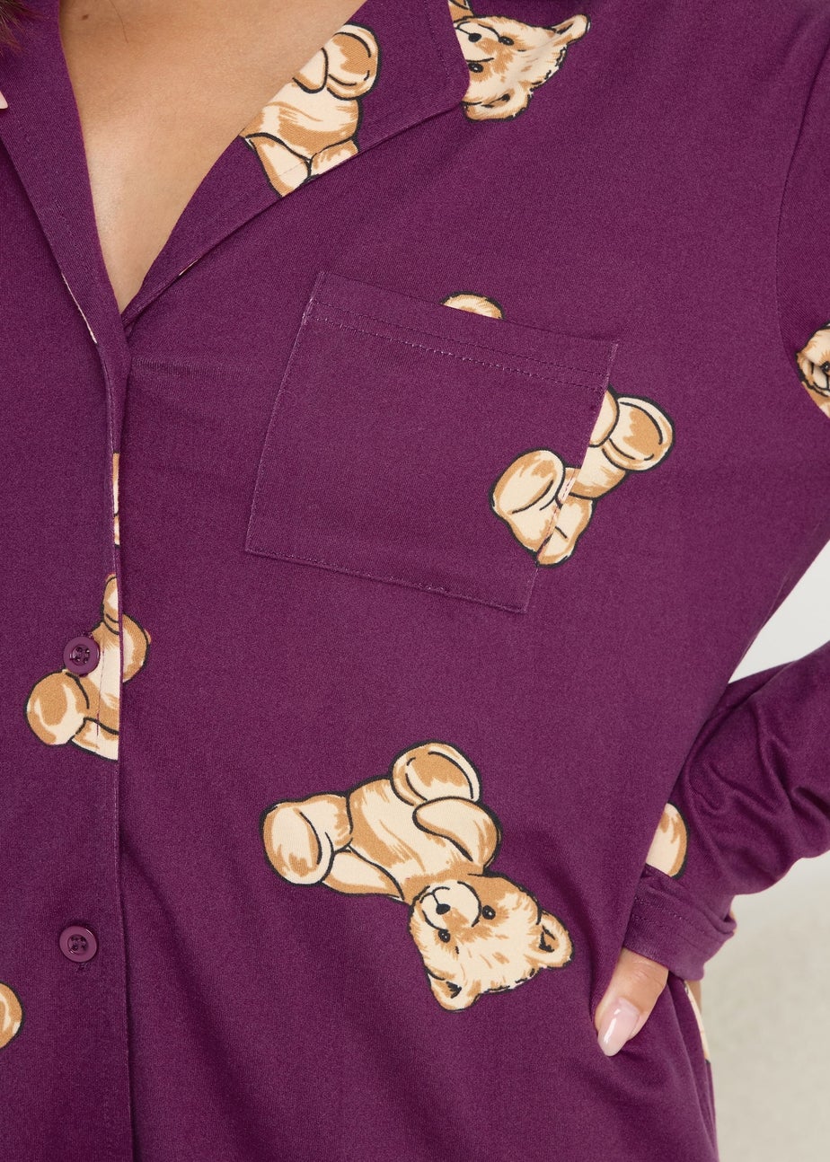 PixieGirl Petite Burgundy Red Soft Touch Teddy Pyjama Set