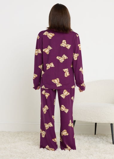 PixieGirl Petite Burgundy Red Soft Touch Teddy Pyjama Set