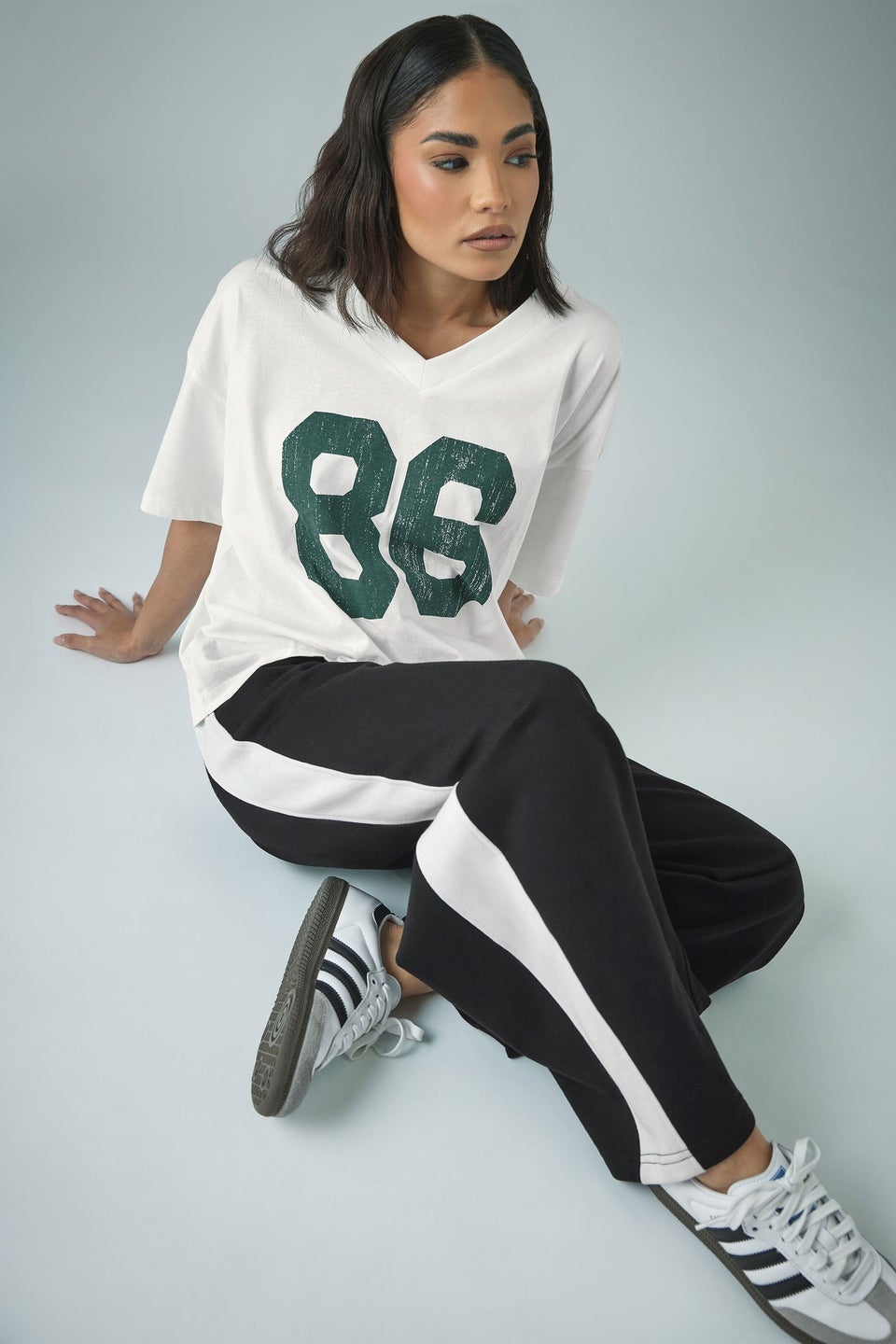 PixieGirl Petite Black Side Striped Wide Leg Joggers