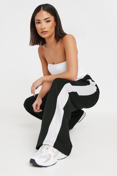 PixieGirl Petite Black Side Striped Wide Leg Joggers