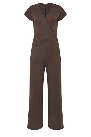 PixieGirl Petite Chocolate Brown Wrap Wide Leg Jumpsuit