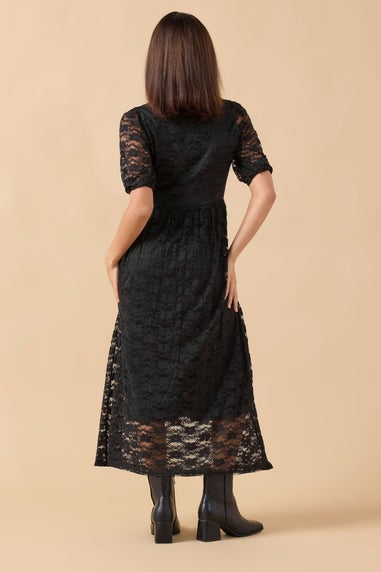 PixieGirl Petite Black Lace Midi Tea Dress