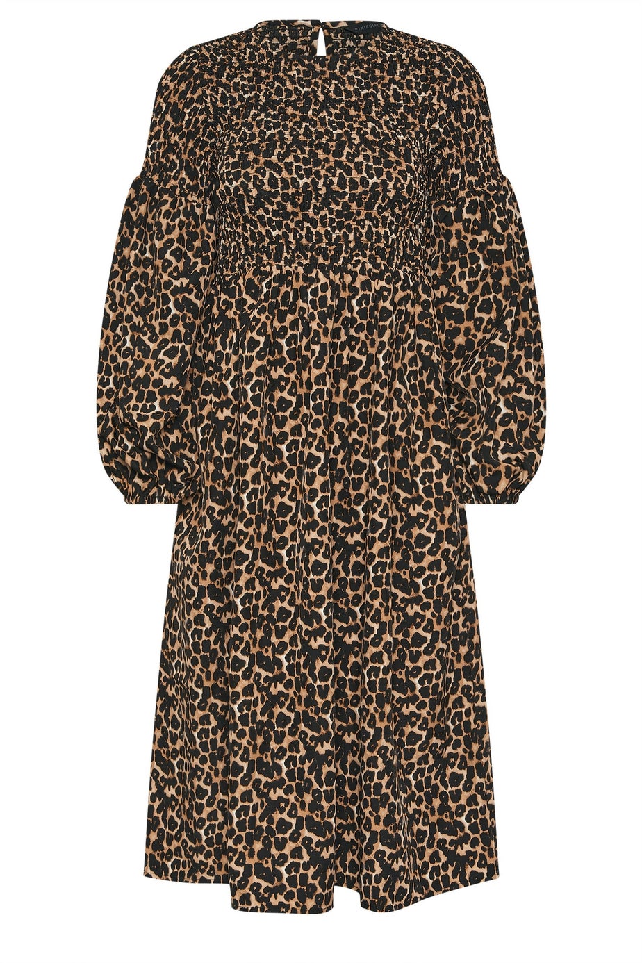 PixieGirl Petite Brown Animal Shirred Puff Sleeve Maxi Dress