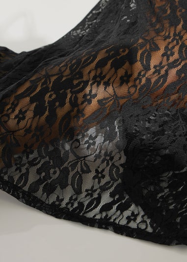 PixieGirl Petite Black Lace T-Shirt Maxi Dress