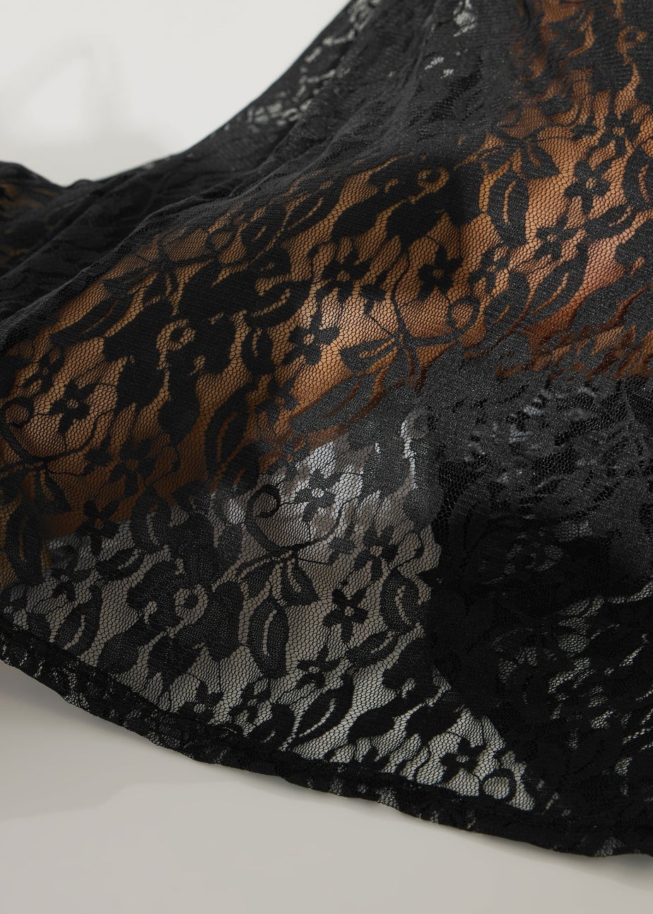 PixieGirl Petite Black Lace T-Shirt Maxi Dress