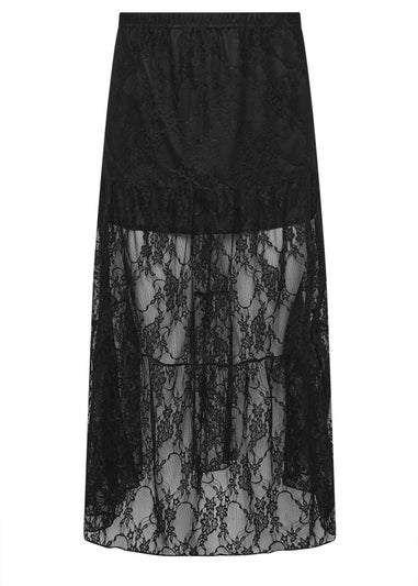 PixieGirl Petite Black Lace Lined Maxi Skirt