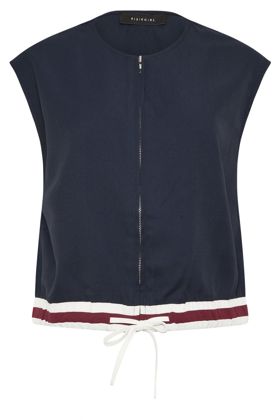 PixieGirl Petite Navy Blue Contrast Sleeveless Jacket Top