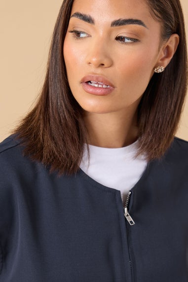 PixieGirl Petite Navy Blue Contrast Sleeveless Jacket Top