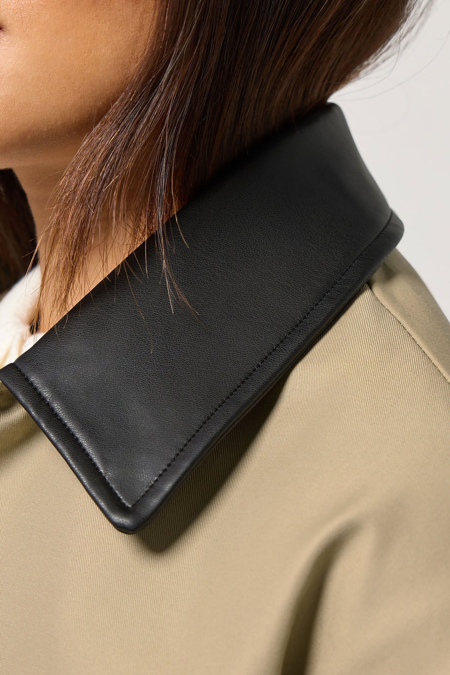 PixieGirl Petite Stone Brown Contrast Collar Car Coat