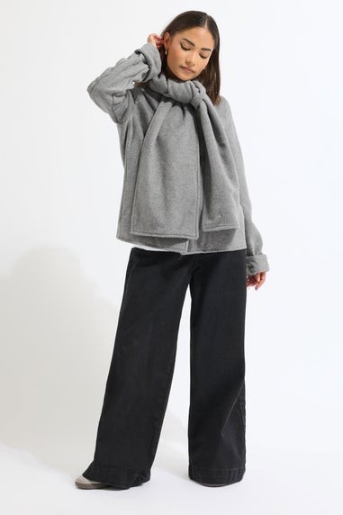 PixieGirl Petite Dark Grey Formal Scarf Coat