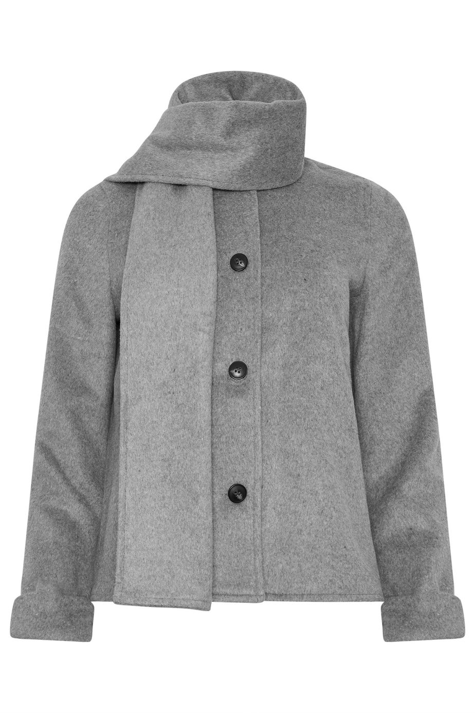 PixieGirl Petite Dark Grey Formal Scarf Coat