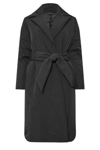 PixieGirl Petite Black Belted Padded Midi Coat
