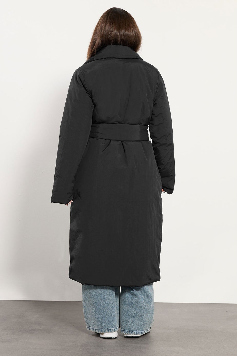 PixieGirl Petite Black Belted Padded Midi Coat