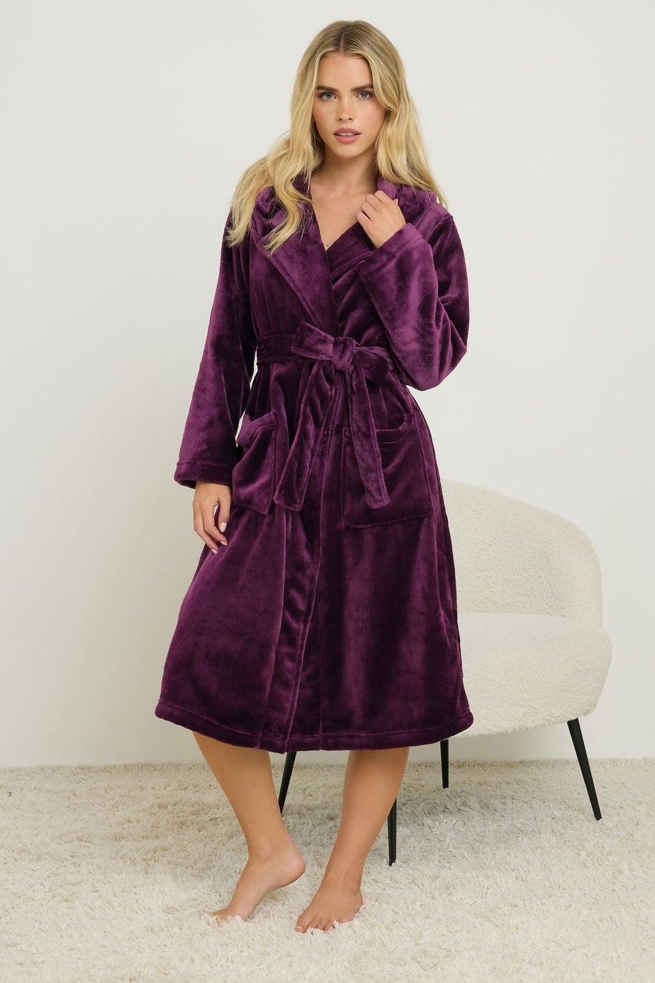 PixieGirl Petite Burgundy Red Super Luxe Hooded Dressing Gown