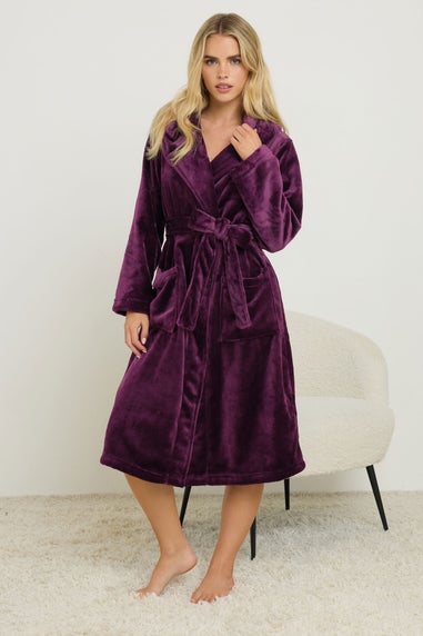 PixieGirl Petite Burgundy Red Super Luxe Hooded Dressing Gown